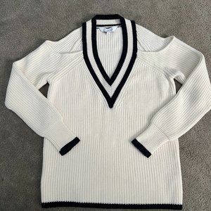 Intermix Drea Varsity Cold Shoulder Sweater